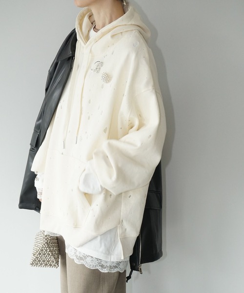 レースコントラスト ホールフーディ chw25a076-ファッション通販