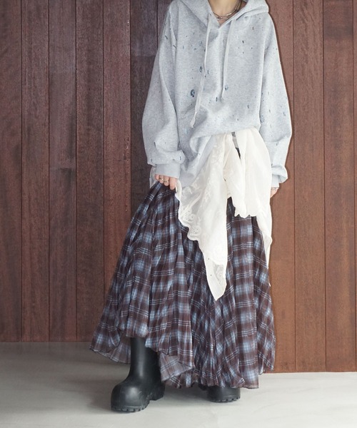 レースコントラスト ホールフーディ chw25a076-ファッション通販