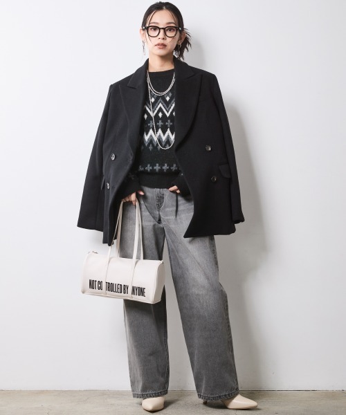 CHIC STYLE（シックスタイル）の「ジャガードパフスリーブニット＜大きいサイズ有＞シックスタイル（ニット/セーター・レディース・ブラウン系/ブラック系・L/M/5L/4L/3L/LL）」の13枚目の写真