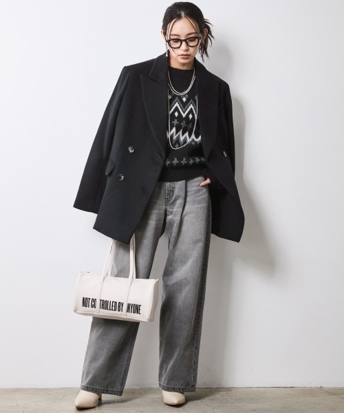 CHIC STYLE（シックスタイル）の「ジャガードパフスリーブニット＜大きいサイズ有＞シックスタイル（ニット/セーター・レディース・ブラウン系/ブラック系・L/M/5L/4L/3L/LL）」の14枚目の写真