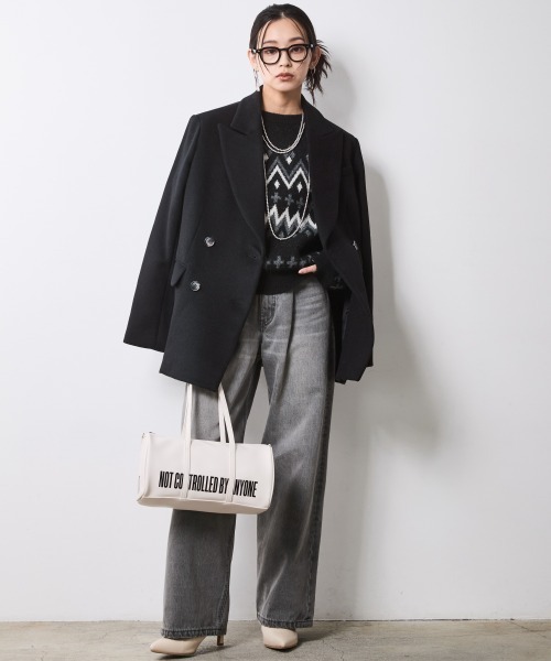 CHIC STYLE（シックスタイル）の「ジャガードパフスリーブニット＜大きいサイズ有＞シックスタイル（ニット/セーター・レディース・ブラウン系/ブラック系・L/M/5L/4L/3L/LL）」の15枚目の写真