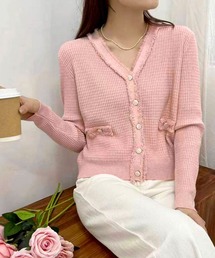 カーディガン/ボレロ（ピンク/桃色系・フリンジ）ファッション通販