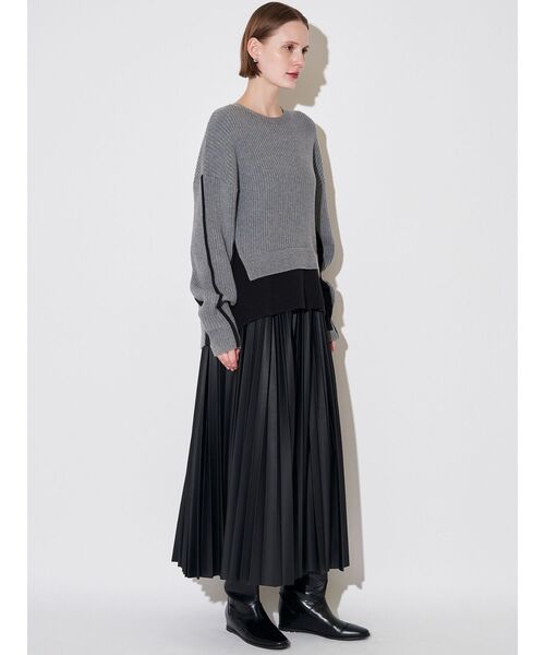 ELENDEEK（エレンディーク）の「フォーレザープリーツスカート（スカート・レディース・ブラック/オフホワイト・01/02）」の7枚目の写真