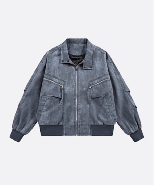 U:UME(ユーム)の「Distressed Denim Pocket Jacket(デニムジャケット・メンズ・ブラック/グレー/ブルー・SMALL/MEDIUM/LARGE/X-LARGE)」の2枚目の写真