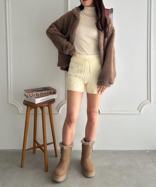 MYMOOD.（マイムード）の「ケーブルニットショートパンツ（その他パンツ・レディース・アイボリー/ブラック/グレー/チャコールグレー・FREE）」の5枚目の写真