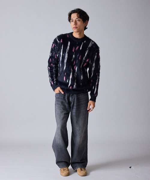 Theater code（シアターコード）の「【80%OFF】Mid-weight Jacquard-woven Shaggy Knit / ミドルゲージ ジャガード織り シャギーニット（ニット/セーター・メンズ・ブラック/ピンク・M/L）」の8枚目の写真