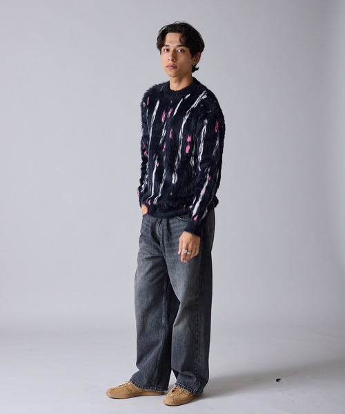 Theater code（シアターコード）の「【80%OFF】Mid-weight Jacquard-woven Shaggy Knit / ミドルゲージ ジャガード織り シャギーニット（ニット/セーター・メンズ・ブラック/ピンク・M/L）」の11枚目の写真