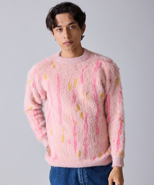 Theater code（シアターコード）の「【80%OFF】Mid-weight Jacquard-woven Shaggy Knit / ミドルゲージ ジャガード織り シャギーニット（ニット/セーター・メンズ・ブラック/ピンク・M/L）」の15枚目の写真