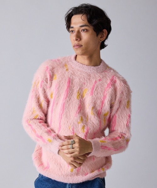 Theater code（シアターコード）の「【80%OFF】Mid-weight Jacquard-woven Shaggy Knit / ミドルゲージ ジャガード織り シャギーニット（ニット/セーター・メンズ・ブラック/ピンク・M/L）」の16枚目の写真