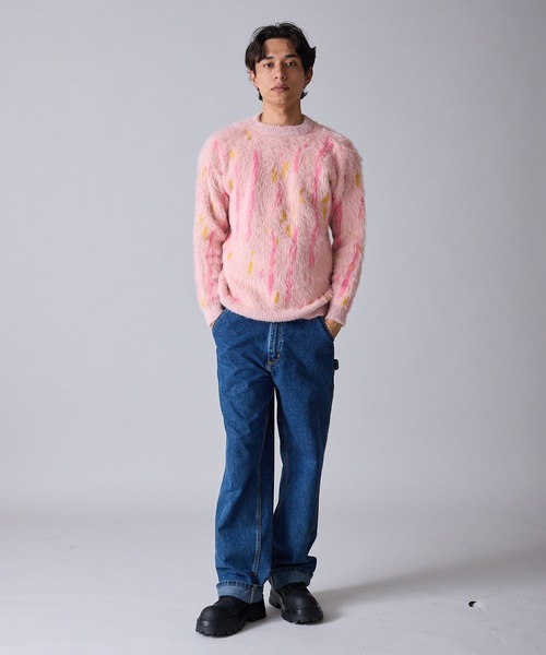 Theater code（シアターコード）の「【80%OFF】Mid-weight Jacquard-woven Shaggy Knit / ミドルゲージ ジャガード織り シャギーニット（ニット/セーター・メンズ・ブラック/ピンク・M/L）」の19枚目の写真