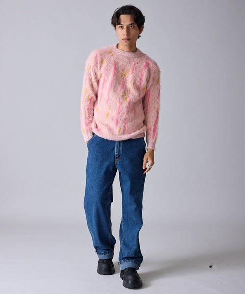 Theater code（シアターコード）の「【80%OFF】Mid-weight Jacquard-woven Shaggy Knit / ミドルゲージ ジャガード織り シャギーニット（ニット/セーター・メンズ・ブラック/ピンク・M/L）」の20枚目の写真