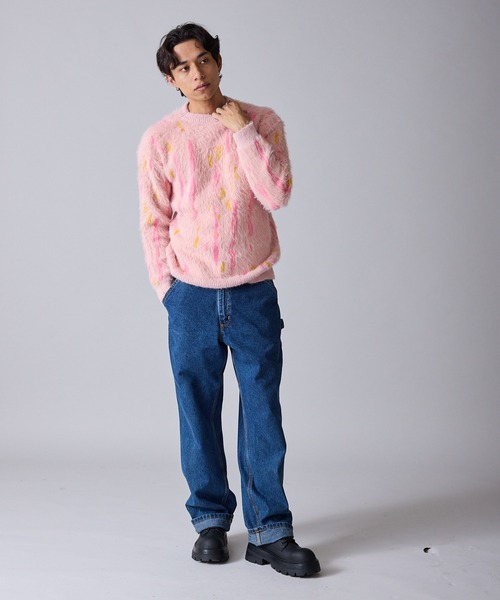 Theater code（シアターコード）の「【80%OFF】Mid-weight Jacquard-woven Shaggy Knit / ミドルゲージ ジャガード織り シャギーニット（ニット/セーター・メンズ・ブラック/ピンク・M/L）」の21枚目の写真