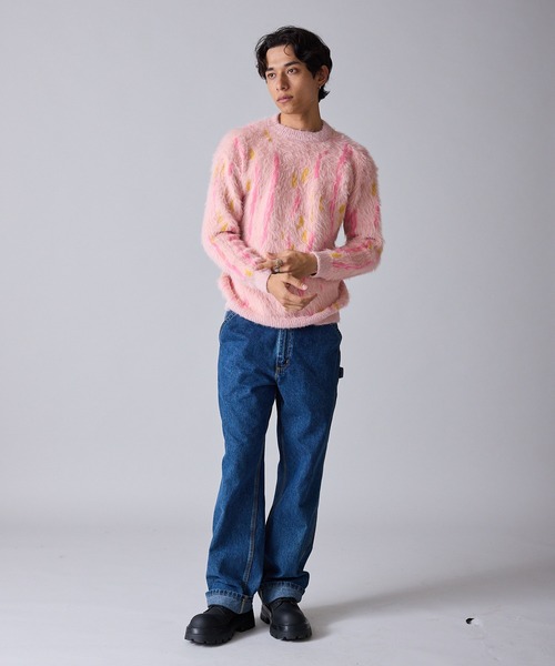 Theater code（シアターコード）の「【80%OFF】Mid-weight Jacquard-woven Shaggy Knit / ミドルゲージ ジャガード織り シャギーニット（ニット/セーター・メンズ・ブラック/ピンク・M/L）」の22枚目の写真