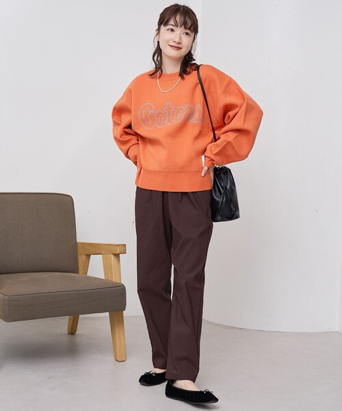 DISCUS ATHLETIC（ディスカス　アスレチック）の「【WEB限定・DISCUS（ディスカス）】 カレッジロゴジャガードニット③（ニット/セーター・レディース・オレンジ/ケリーグリーン・M/L）」の4枚目の写真