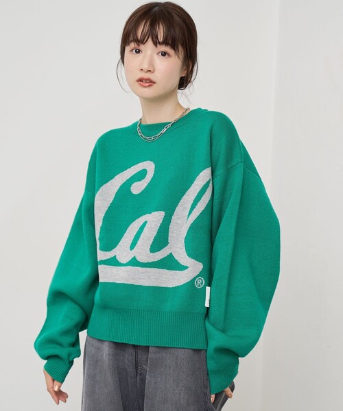 DISCUS ATHLETIC（ディスカス　アスレチック）の「【WEB限定・DISCUS（ディスカス）】 カレッジロゴジャガードニット③（ニット/セーター・レディース・オレンジ/ケリーグリーン・M/L）」の7枚目の写真