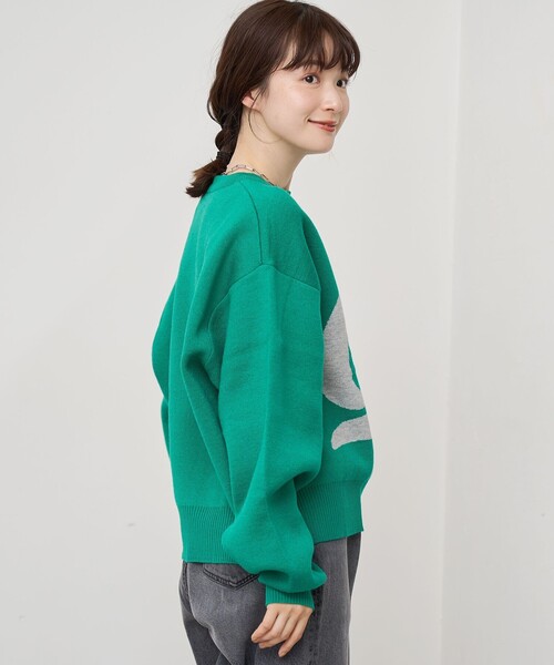 DISCUS ATHLETIC（ディスカス　アスレチック）の「【WEB限定・DISCUS（ディスカス）】 カレッジロゴジャガードニット③（ニット/セーター・レディース・オレンジ/ケリーグリーン・M/L）」の8枚目の写真