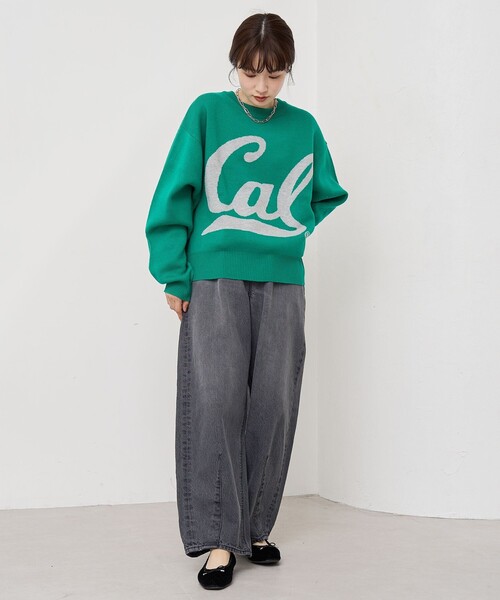 DISCUS ATHLETIC（ディスカス　アスレチック）の「【WEB限定・DISCUS（ディスカス）】 カレッジロゴジャガードニット③（ニット/セーター・レディース・オレンジ/ケリーグリーン・M/L）」の10枚目の写真