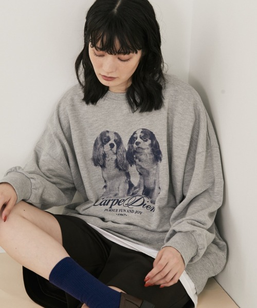 MERLOT（メルロー）の「アソートアニマルプリントスウェット（スウェット・レディース・グレー/ホワイト・FREE）」の2枚目の写真