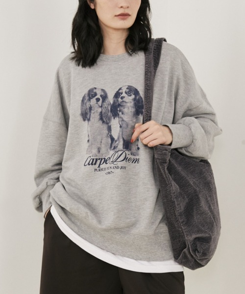 MERLOT（メルロー）の「アソートアニマルプリントスウェット（スウェット・レディース・グレー/ホワイト・FREE）」の13枚目の写真