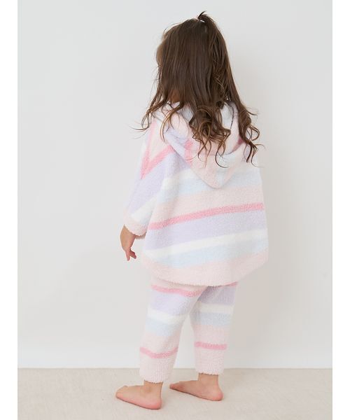 gelato pique(ジェラートピケ)の「【BABY】ベビモコカラフルボーダーポンチョ(ベビーパジャマ/スリーパー・キッズ・ブルー/ピンク・80)」の4枚目の写真