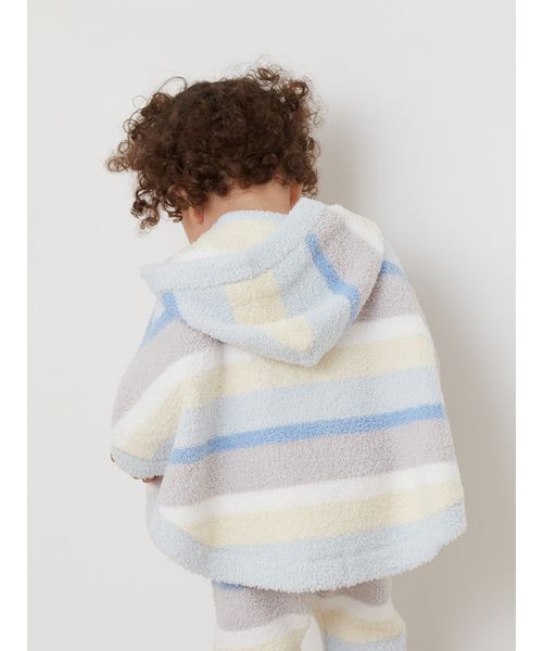 gelato pique(ジェラートピケ)の「【BABY】ベビモコカラフルボーダーポンチョ(ベビーパジャマ/スリーパー・キッズ・ブルー/ピンク・80)」の6枚目の写真