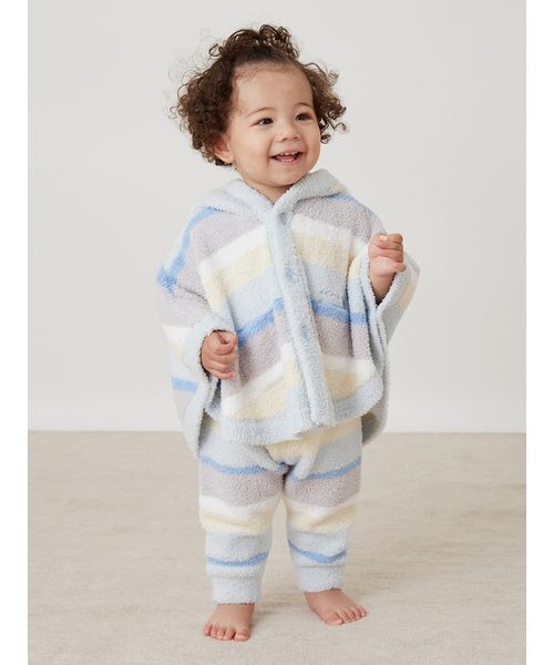 gelato pique(ジェラートピケ)の「【BABY】ベビモコカラフルボーダーポンチョ(ベビーパジャマ/スリーパー・キッズ・ブルー/ピンク・80)」の7枚目の写真