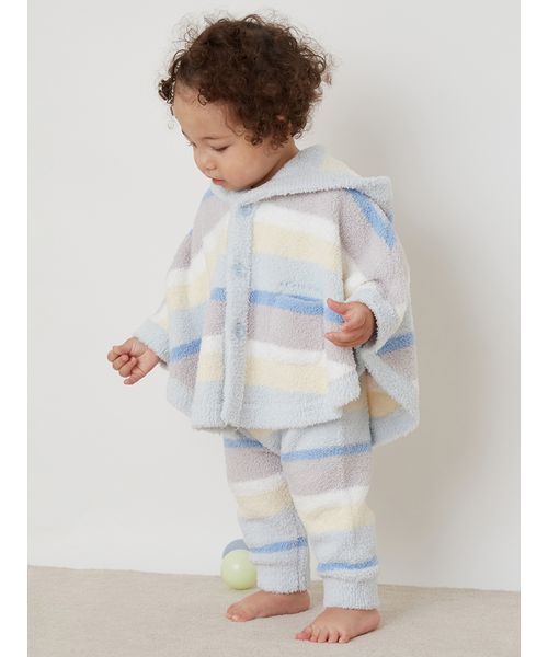 gelato pique(ジェラートピケ)の「【BABY】ベビモコカラフルボーダーポンチョ(ベビーパジャマ/スリーパー・キッズ・ブルー/ピンク・80)」の8枚目の写真