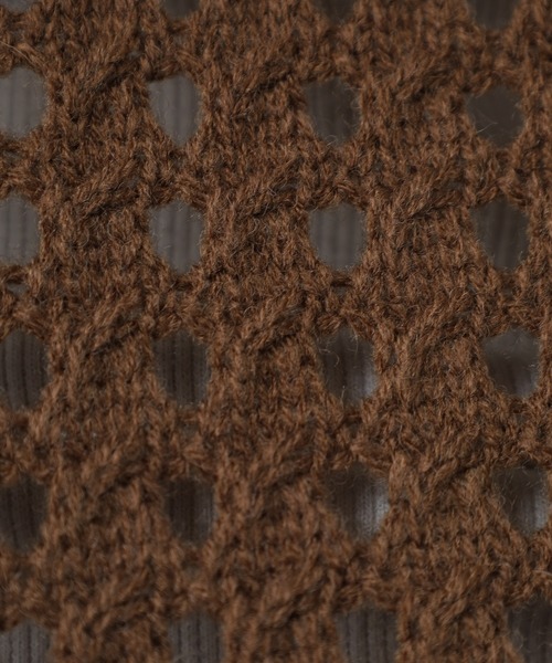 OMNES（オムネス）の「アクリルウール針抜き編み シアー ビッグシルエット ニットプルオーバー（ニット/セーター・レディース・モカ/アイボリー・FREE）」の19枚目の写真