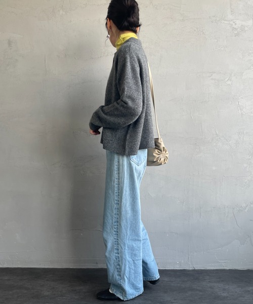 mizuiroind（ミズイロインド）の「[mizuiro ind/ミズイロインド] ショート丈 襟付きニットカーディガン（カーディガン/ボレロ・レディース・ブラック/ダークグレー・F）」の20枚目の写真