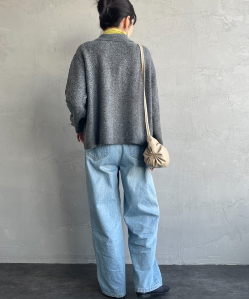 mizuiroind（ミズイロインド）の「[mizuiro ind/ミズイロインド] ショート丈 襟付きニットカーディガン（カーディガン/ボレロ・レディース・ブラック/ダークグレー・F）」の21枚目の写真