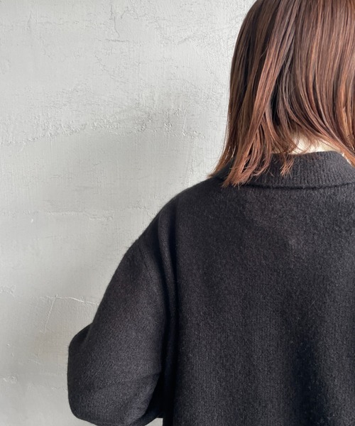 mizuiroind（ミズイロインド）の「[mizuiro ind/ミズイロインド] ショート丈 襟付きニットカーディガン（カーディガン/ボレロ・レディース・ブラック/ダークグレー・F）」の14枚目の写真