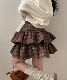 Y2K レトロチェックフリルミニスカパン