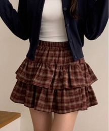 Y2K レトロチェックフリルミニスカパン