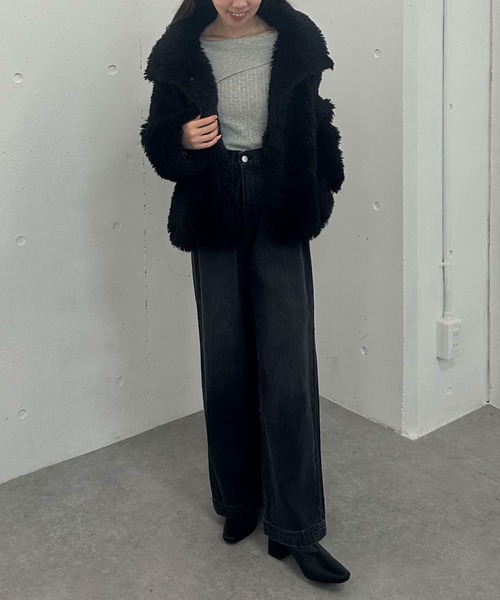 セール】【WEB限定・着映えNO.1】プードルファーショートコート