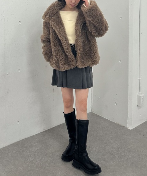 archives(アルシーヴ)の「【WEB限定・着映えNO.1】プードルファーショートコート(ブルゾン・レディース・モカ/ブラック/アイボリー・MEDIUM)」の21枚目の写真