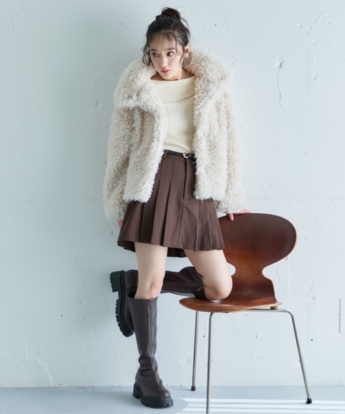 セール】【WEB限定・着映えNO.1】プードルファーショートコート