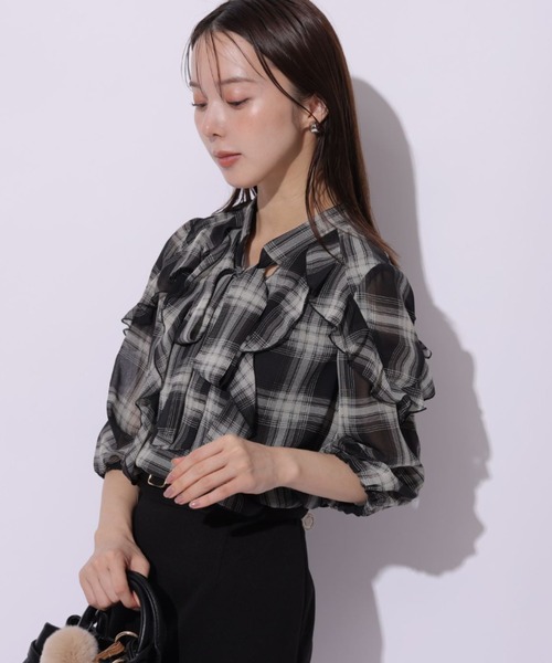 Mystrada リボンタイフリルブラウス Mystrada（マイストラーダ）の「リボンタイフリルブラウス（シャツ