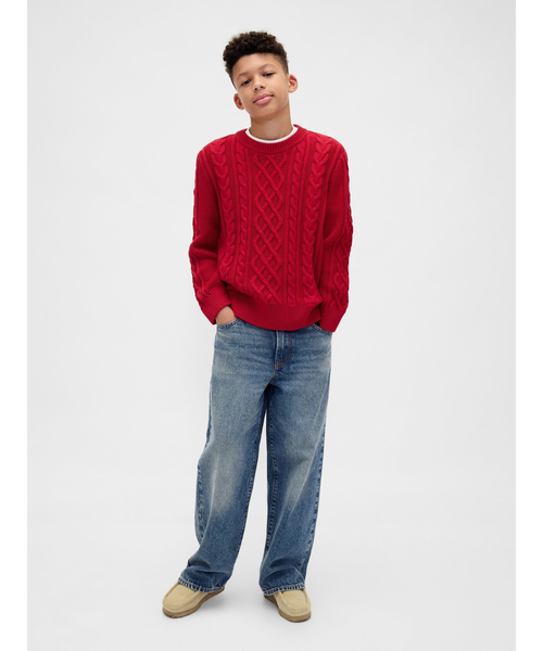 GAP（ギャップ）の「ケーブルニット クルーネックセーター (キッズ)（ニット/セーター・キッズ・ベージュ/レッド・110cm/120cm/130cm/140cm/150cm/160cm）」の7枚目の写真