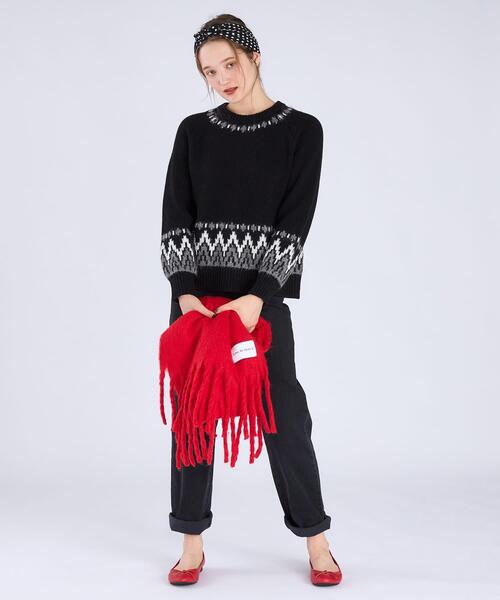 To b. by agnes b.（トゥービーバイアニエスベー）の「カラーストール（マフラー・レディース・レッド・FREE）」の6枚目の写真