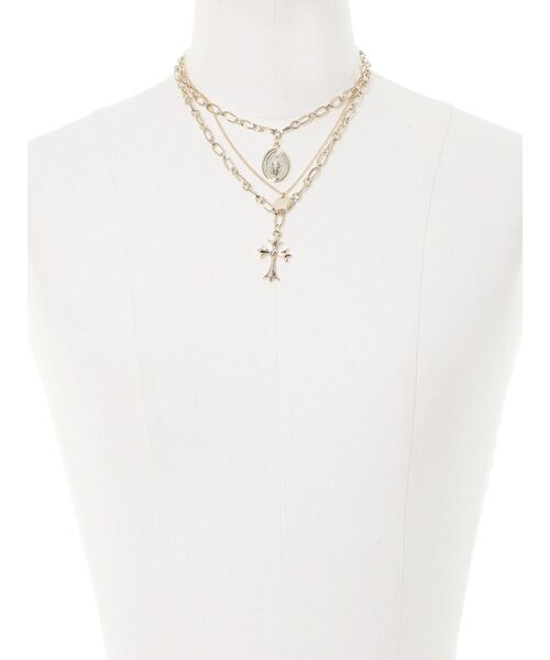 EVRIS（エヴリス）の「MIX CHARM 3連 ネックレス（ネックレス・レディース・シルバー/ゴールド・FREE）」の5枚目の写真