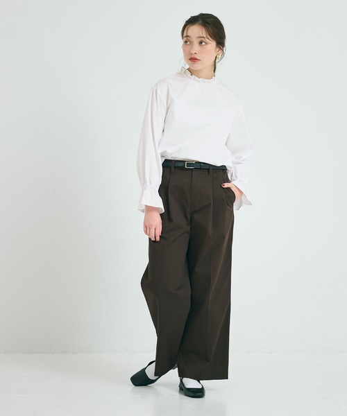 coca(coca)(コカ)の「スタンドフリルブラウス(シャツ/ブラウス・レディース・ホワイト/ストライプ・L/M/S)」の4枚目の写真