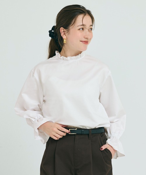 coca(coca)(コカ)の「スタンドフリルブラウス(シャツ/ブラウス・レディース・ホワイト/ストライプ・L/M/S)」の5枚目の写真