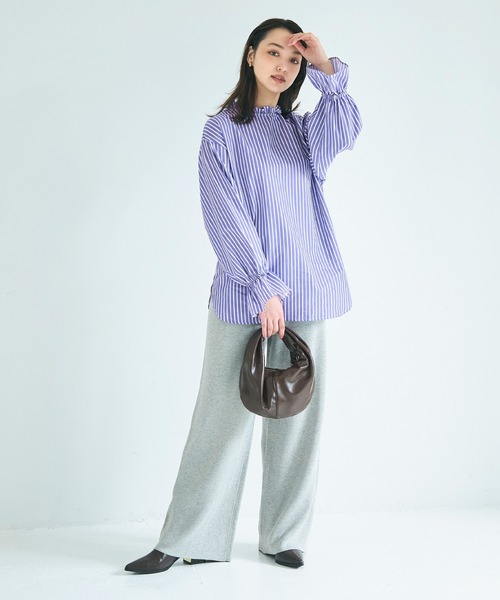 coca(coca)(コカ)の「スタンドフリルブラウス(シャツ/ブラウス・レディース・ホワイト/ストライプ・L/M/S)」の13枚目の写真