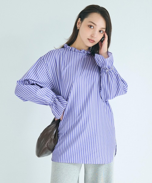 coca(coca)(コカ)の「スタンドフリルブラウス(シャツ/ブラウス・レディース・ホワイト/ストライプ・L/M/S)」の16枚目の写真