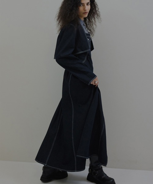 Ameri（アメリ）の「BOLERO SET DENIM DRESS（ワンピース・レディース・インディゴブルー/アイボリー・SMALL/MEDIUM）」の3枚目の写真