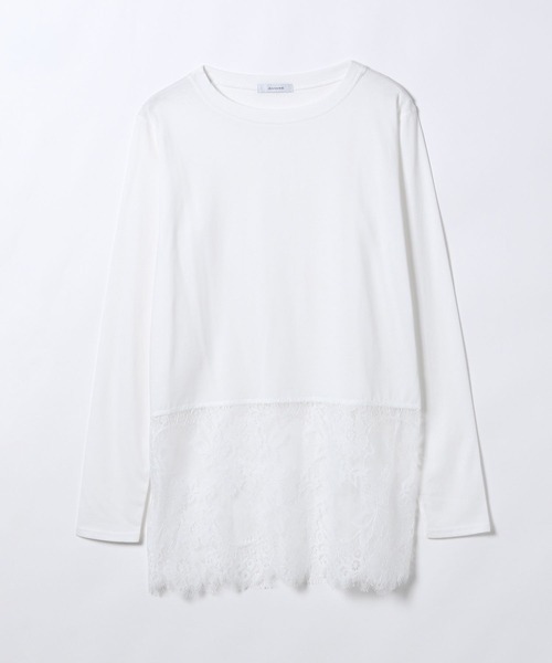 JEANASIS（ジーナシス）の「レースドッキングロンTEE/608975（Tシャツ/カットソー・レディース・ホワイト/ホワイト系その他/ブラック系その他/ブラック/ホワイト系その他2/ブラック系その他2・FREE）」の2枚目の写真