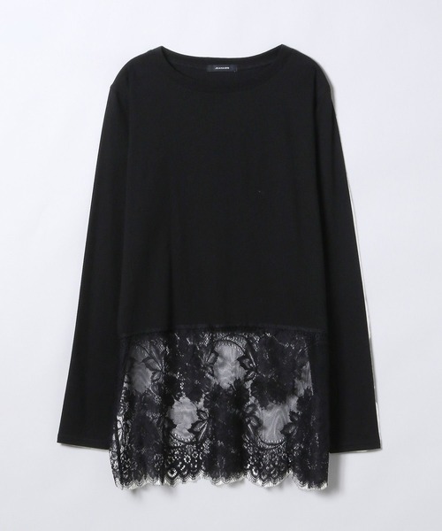 JEANASIS（ジーナシス）の「レースドッキングロンTEE/608975（Tシャツ/カットソー・レディース・ホワイト/ホワイト系その他/ブラック系その他/ブラック/ホワイト系その他2/ブラック系その他2・FREE）」の5枚目の写真