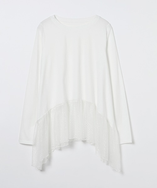 JEANASIS（ジーナシス）の「レースドッキングロンTEE/608975（Tシャツ/カットソー・レディース・ホワイト/ホワイト系その他/ブラック系その他/ブラック/ホワイト系その他2/ブラック系その他2・FREE）」の3枚目の写真