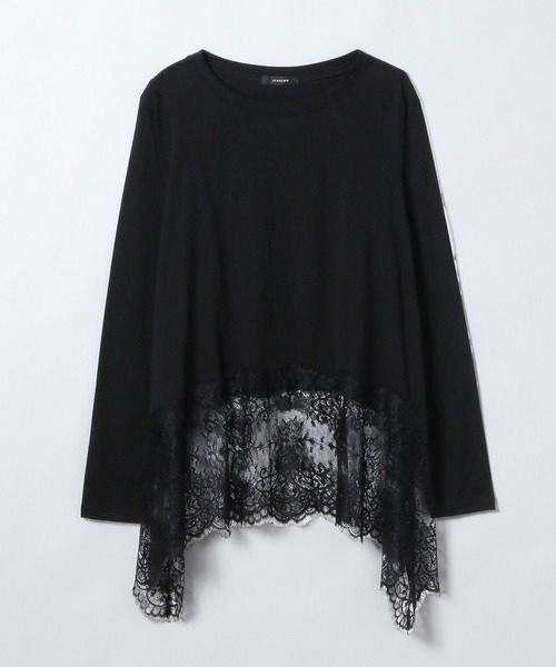 JEANASIS（ジーナシス）の「レースドッキングロンTEE/608975（Tシャツ/カットソー・レディース・ホワイト/ホワイト系その他/ブラック系その他/ブラック/ホワイト系その他2/ブラック系その他2・FREE）」の4枚目の写真