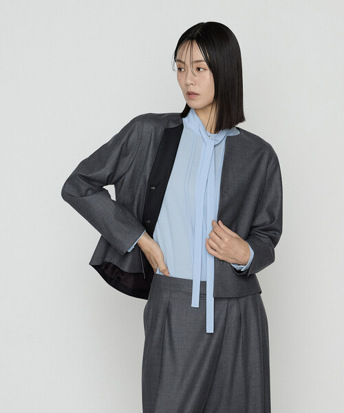 K.T KIYOKO TAKASE(キヨコタカセ)の「【セットアップ対応】ストレッチフラノノーカラージャケット(セットアップ・レディース・トップグレー/ブラック/ベージュ系その他・9号/7号)」の11枚目の写真
